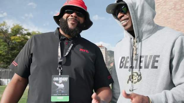 Atlanta Falcons scout Rich Sanders at Colorado with Coach Prime